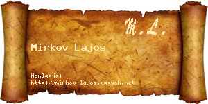 Mirkov Lajos névjegykártya
